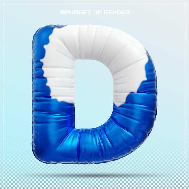 PSD blue letter d font bubble alphabet 3d render