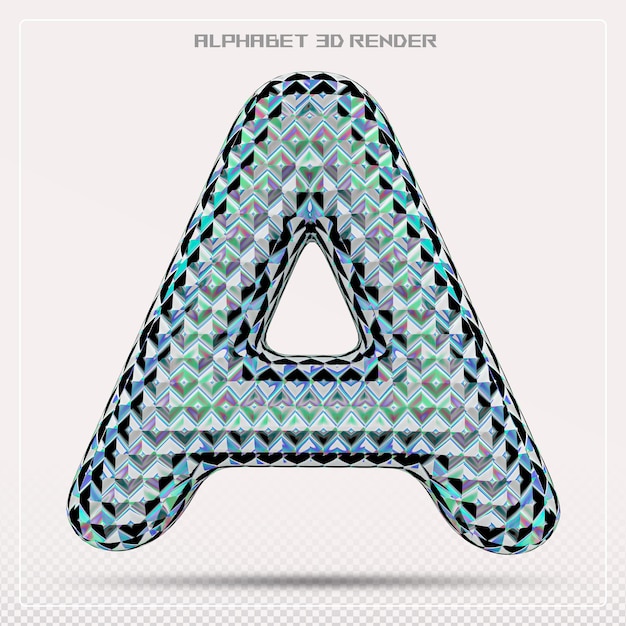 PSD blue letter a font alphabet 3d render