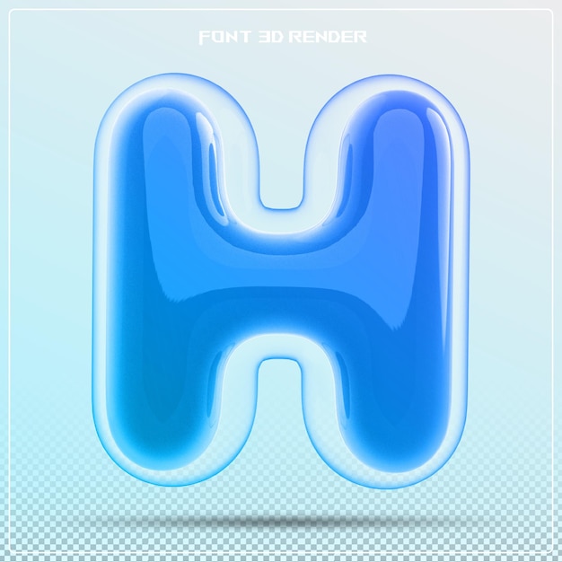 PSD blue letter h font alphabet 3d render