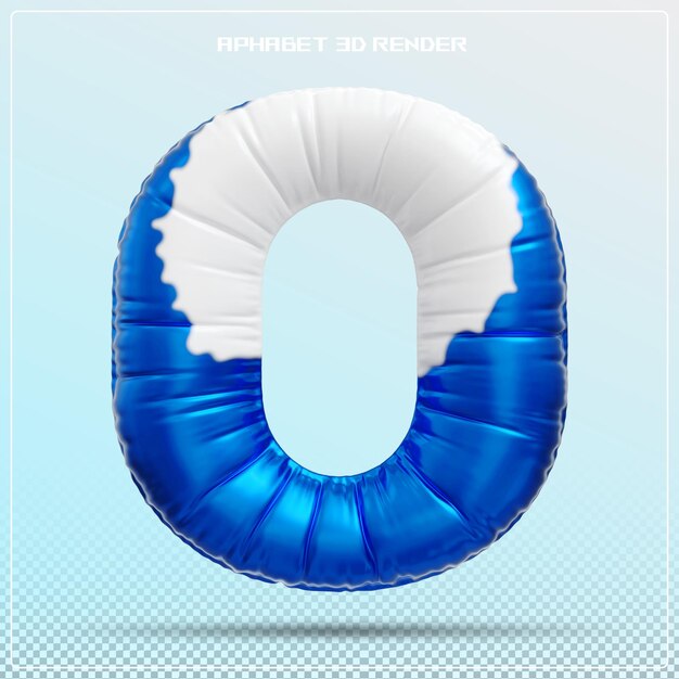 Blue letter o font bubble alphabet 3d render