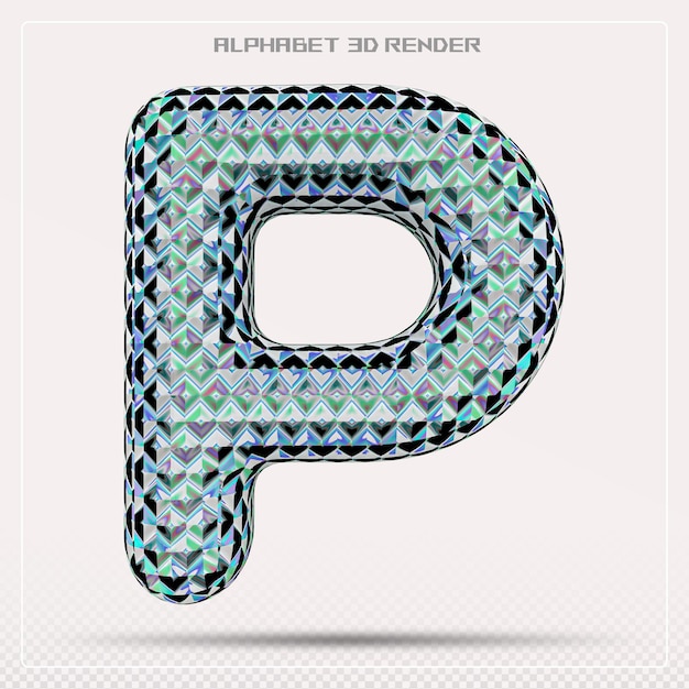 PSD blue letter p font alphabet 3d render