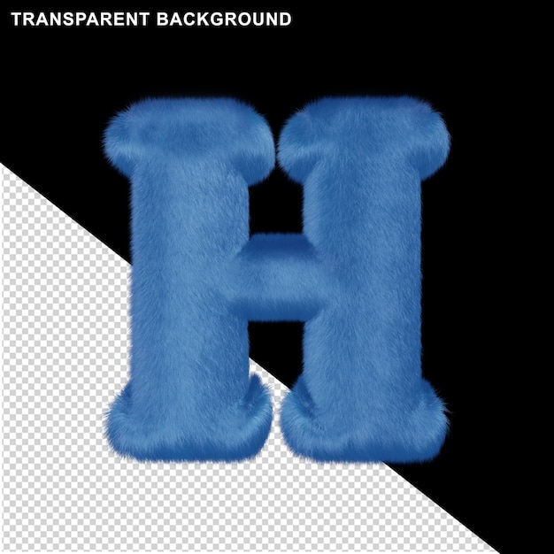 Blue letters from fur. 3d capital letter h