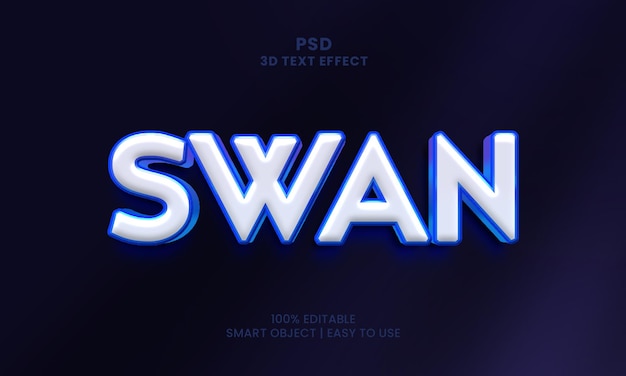 PSD a blue light effect with the word swan on it.