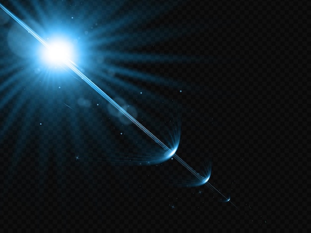 Blue light lens flare effect on a dark background