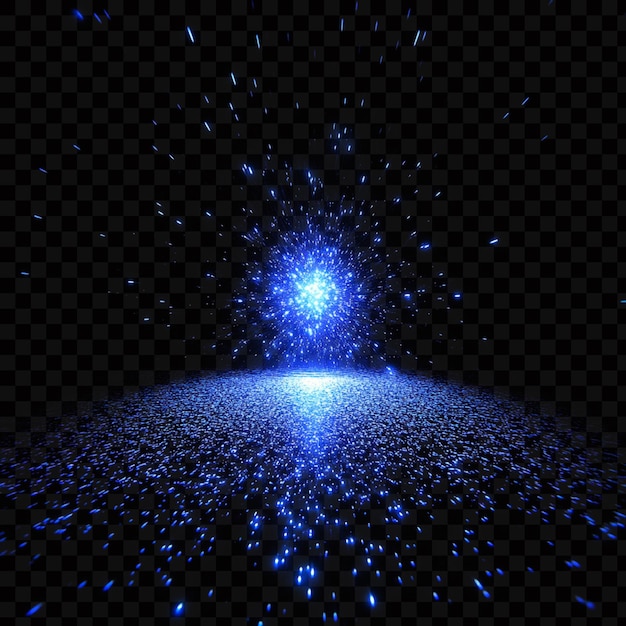 blue light shining on the ground surrounded by soft glow on transparent background