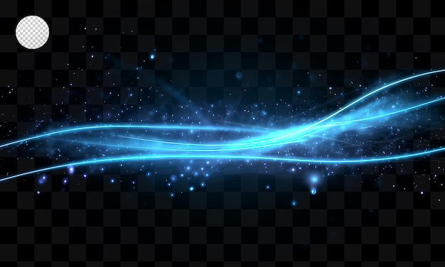 Blue light waves on a transparent background