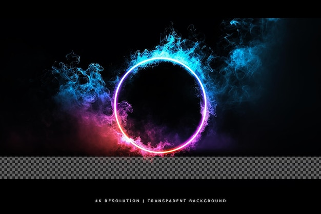Blue Lighting Smoke in glowing circle on transparent background