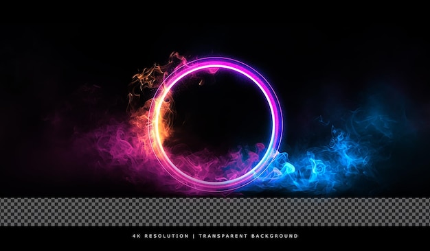 Blue Lighting Smoke in glowing circle on transparent background