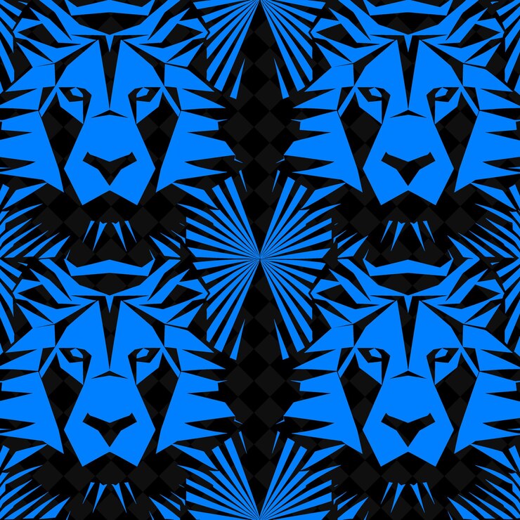 PSD a blue lion in a black background