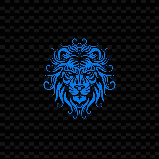 PSD blue lion head on a black background