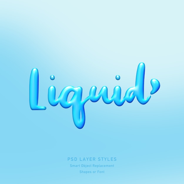 Blue liquid text style effect psd for font or shapes