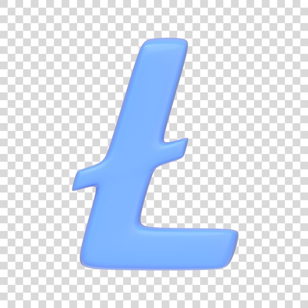 Blue litecoin symbol isolated on white background 3d icon sign and symbol cartoon minimal style