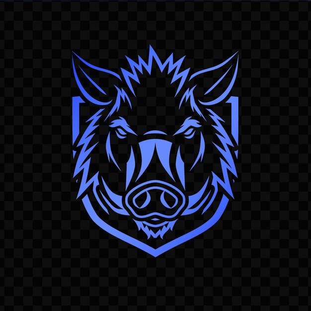 PSD blue logo for a wild boar with a blue logo on a black background