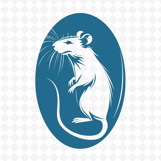 PSD a blue logo with a white rat on it