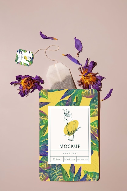 PSD blue lotus tea  mockup