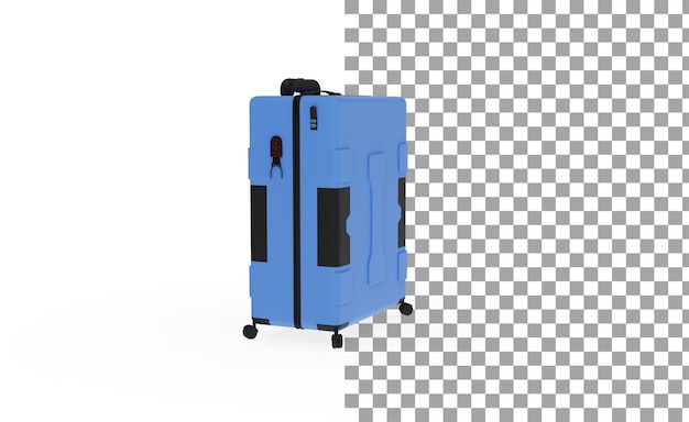Vista angolare del bagaglio blu senza rendering 3d dell'ombra