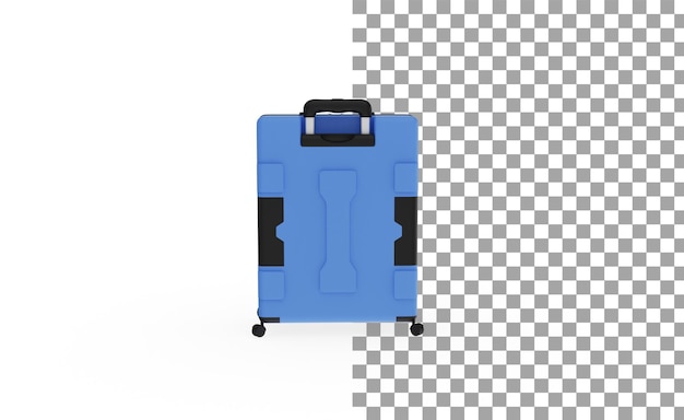 PSD blue luggage back view without shadow 3d render