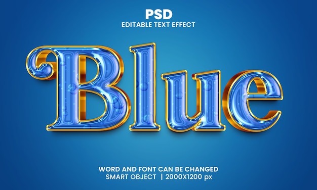 PSD blue luxury 3d editable photoshop text effect style with background