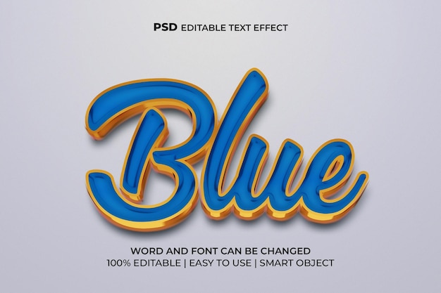 Blue luxury 3d editable text effect