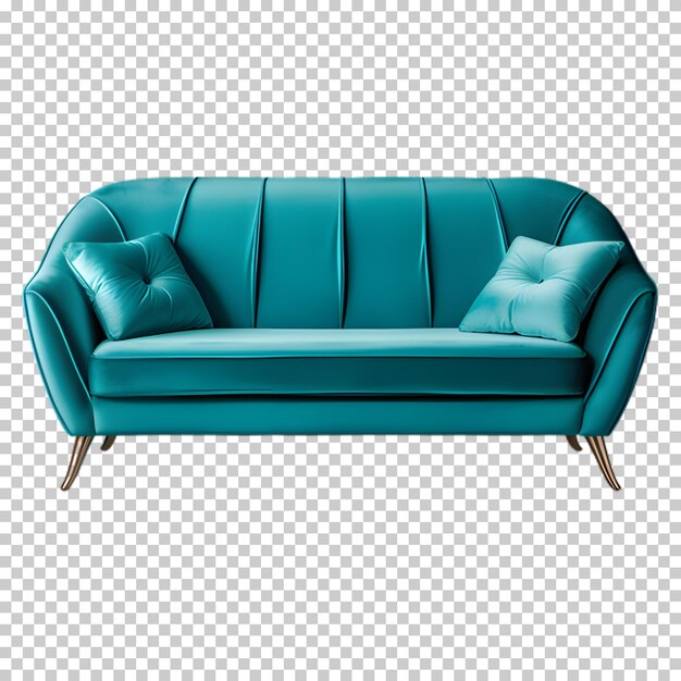 PSD blue luxury sofa isolated on transparent background