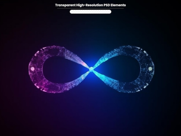 PSD luce magica blu incandescente segno infinito sentiero vorticoso su sfondo trasparente