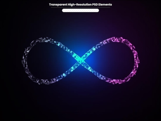 PSD luce magica blu incandescente segno infinito sentiero vorticoso su sfondo trasparente