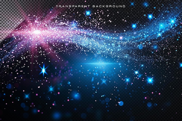 blue magical glitter in transparnet background