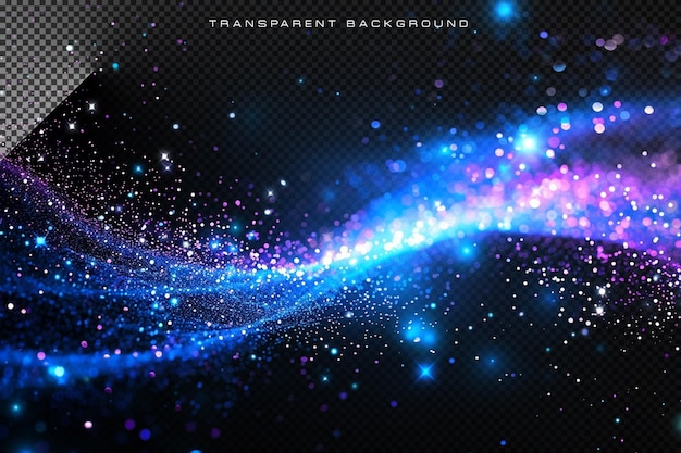 blue magical glitter in transparnet background