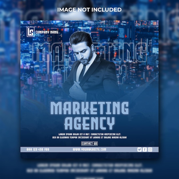 Blue marketing agency flyer social media post