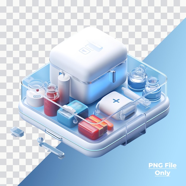 PSD blue medical kit icon soft smooth lighting only png premium psd