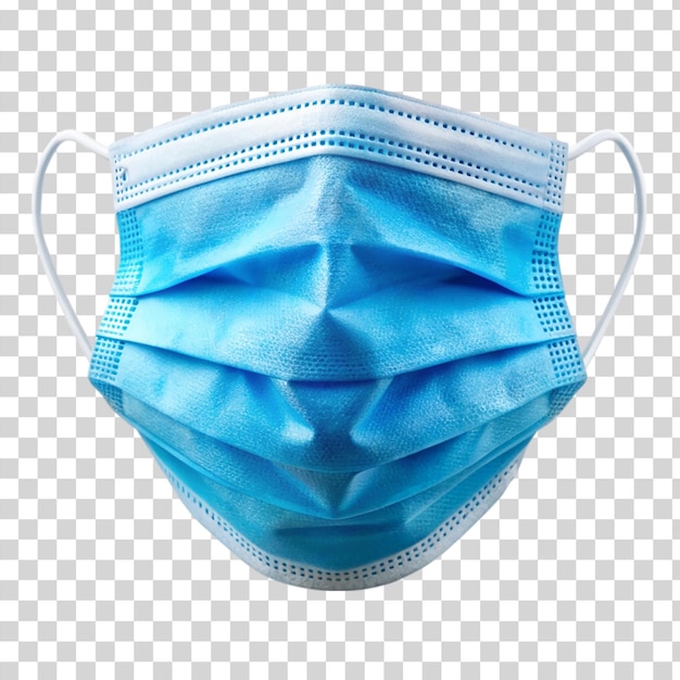 Maschera medica blu isolata su sfondo trasparente