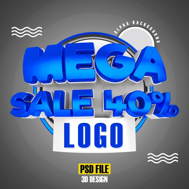 Blue mega sale 40 3d rendering design