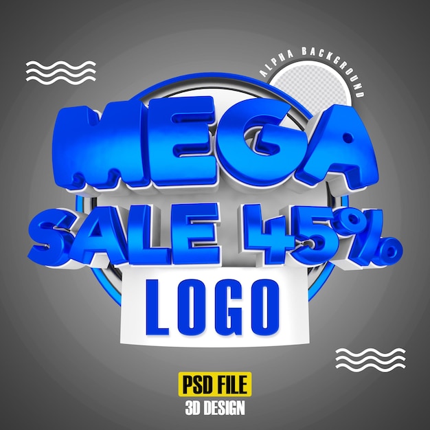 Blue mega sale 45 3d rendering design