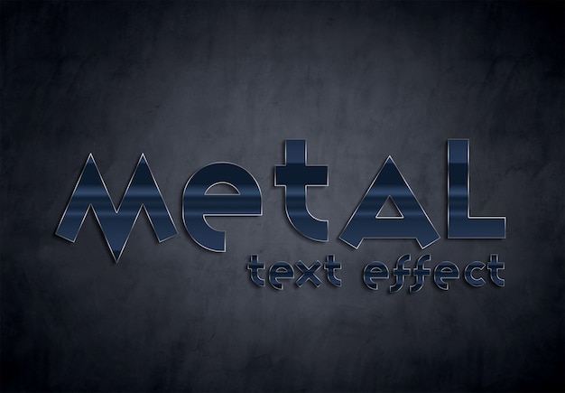 PSD blue metal text effect style mockup