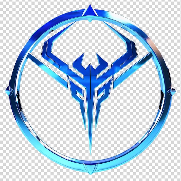 Blue metallic shield with a crown on a transparent background illustration