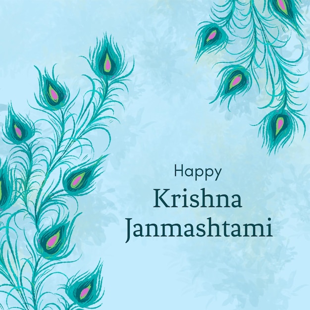 Blue Minimal Simple Happy Krishna Janmashtami Instagram Post