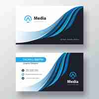 PSD blue minimal wavy business card