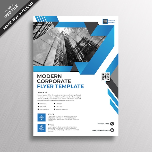 PSD blue modern business corporate flyer template