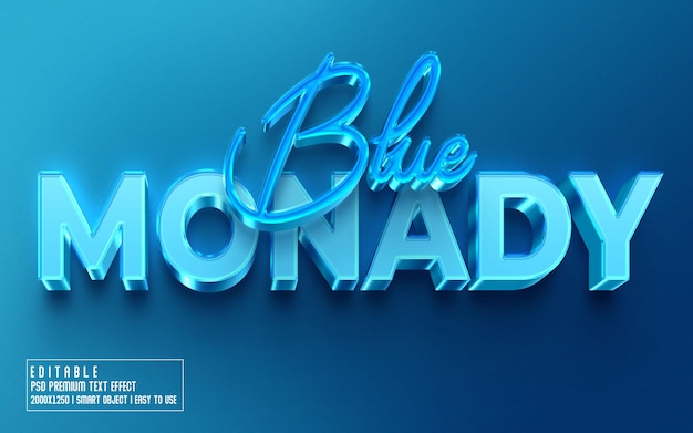 PSD blue monday 3d editable text effect psd with  premium background