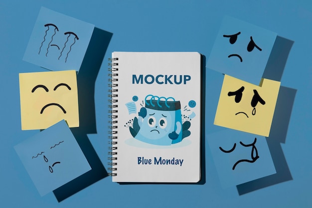 Blue monday concept with mock-up