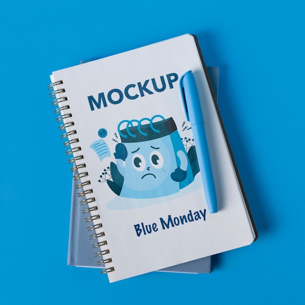 blue monday concept with mock-up