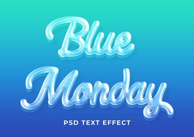 PSD effetto di stile di testo blue monday