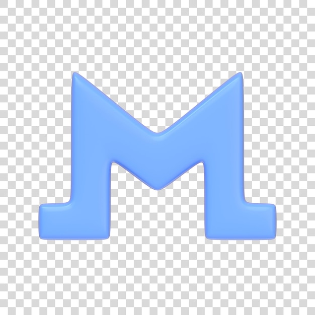 Blue monero symbol isolated on white background 3D icon sign and symbol Cartoon minimal style