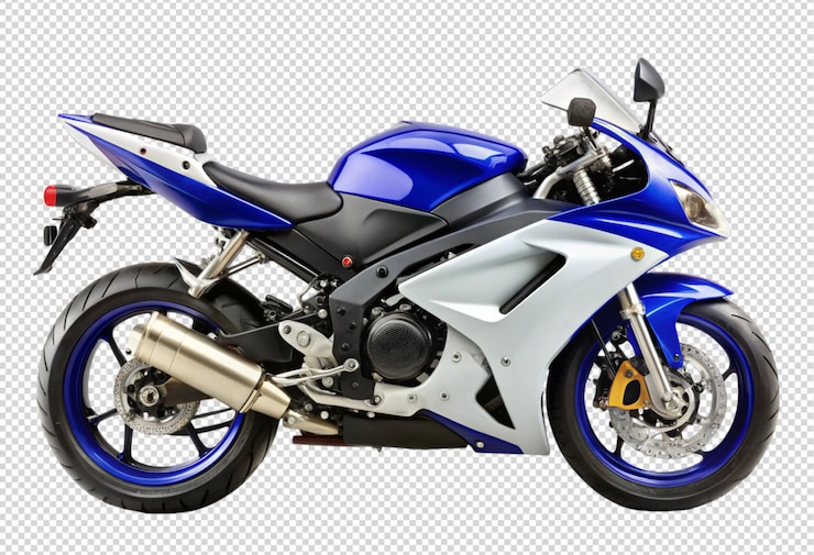 PSD a blue motorcycle with a blue and silver body