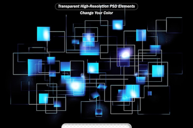 PSD Синие неоновые геометрические формы цифровые технологии