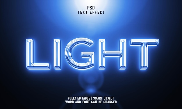 PSD modello di stile effetto testo modificabile luce al neon blu