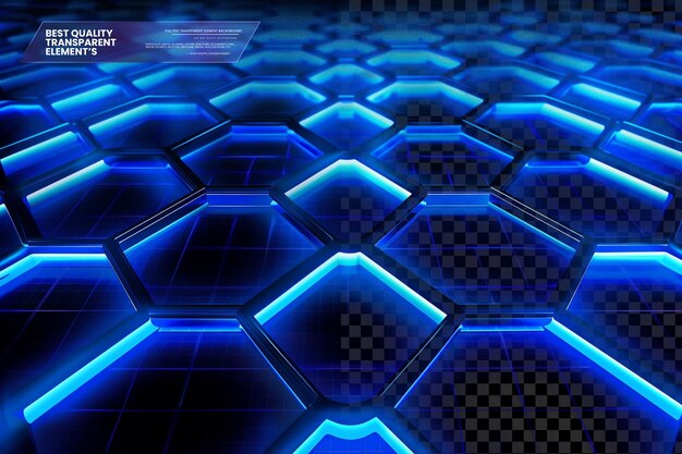 Blue Neon Light with Hexagon Grid Background Vector Pattern