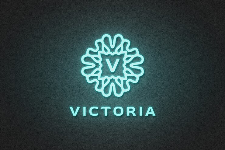 PSD blue neon logo mockup