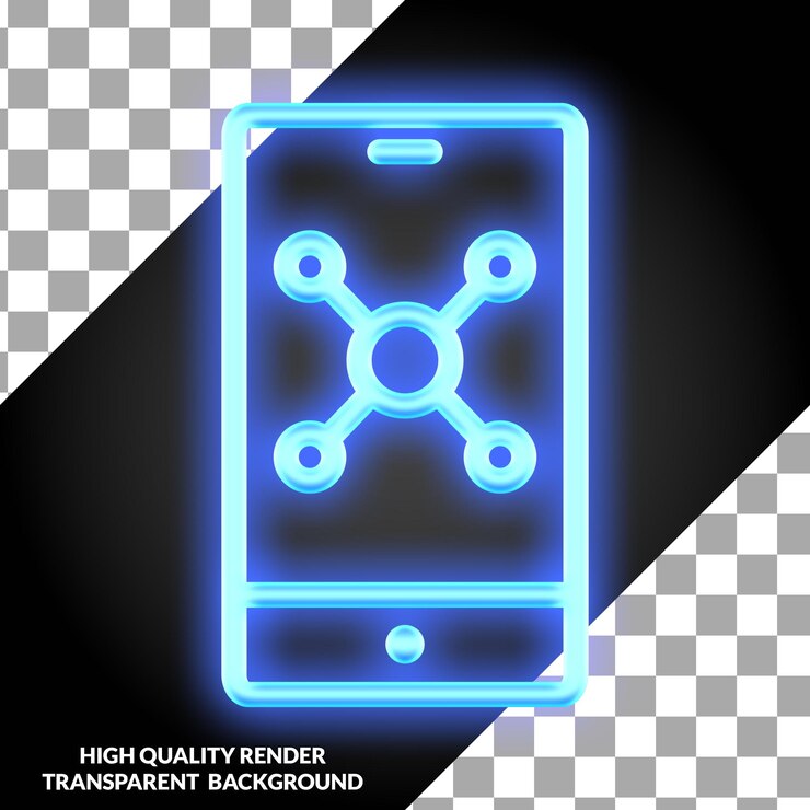 PSD blue neon mobile marketing icon
