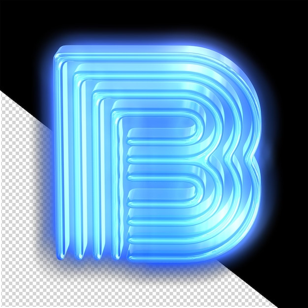 PSD blue neon symbol letter b